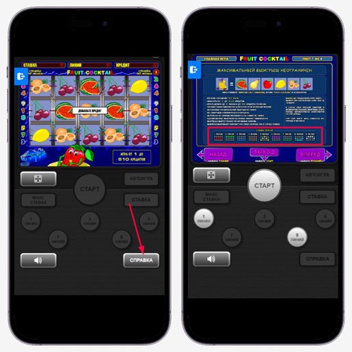 Пример таблицы выплат в слоте